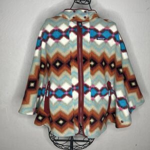 Patagonia Synchilla Hooded Fleece Full Zip Aztec Poncho Womens Size XS/S